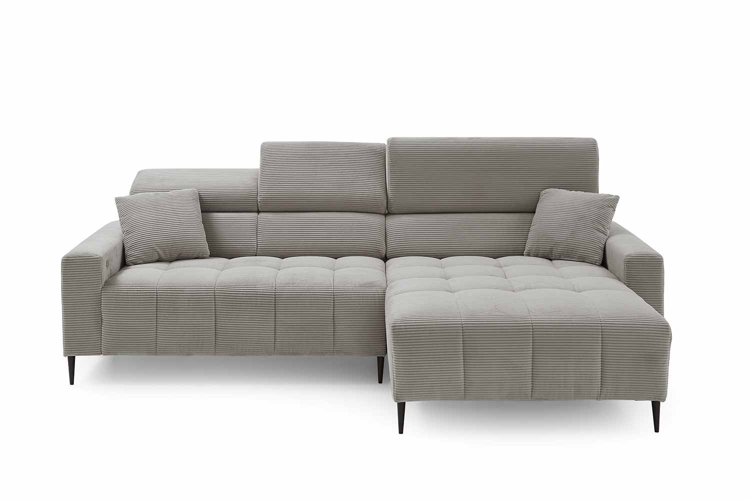 Ecksofa inkl. motorischem Sitzvorzug in Trendstoff Cord