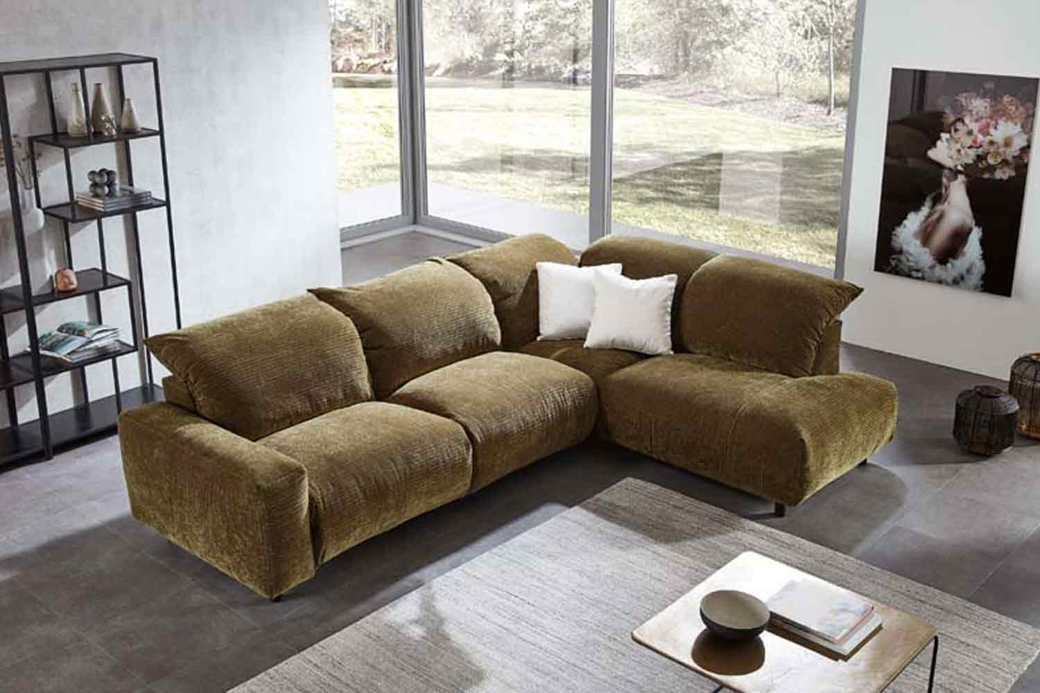 Ecksofa inkl. motorischen Funktionen in Stoff
