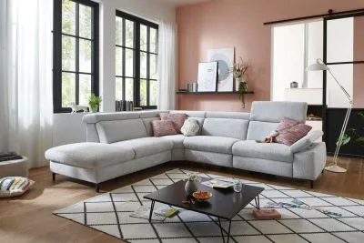 Ecksofa in Stoff L-Form mit Federkern