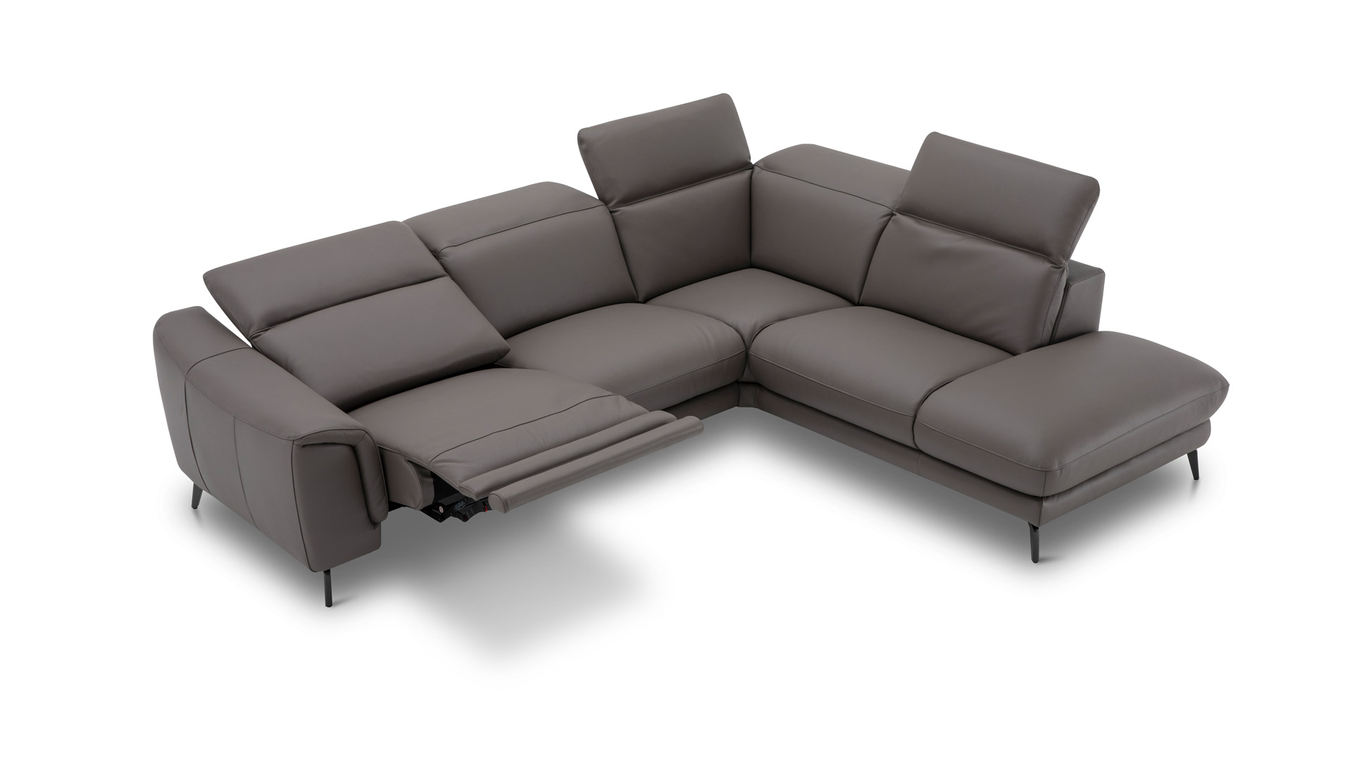 Leder Ecksofa inkl. manueller Kopfteilverstellung