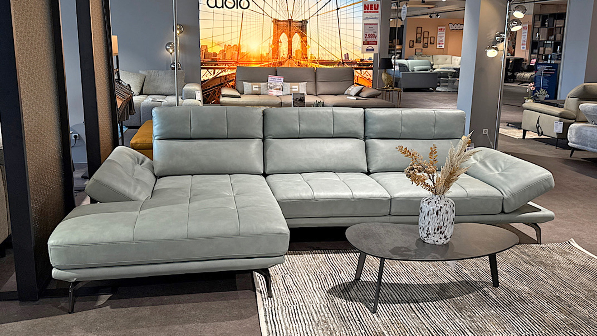 Cuoio Ecksofa in Leder mit manueller Sitztiefenverstellung -0597101900-45WW-A