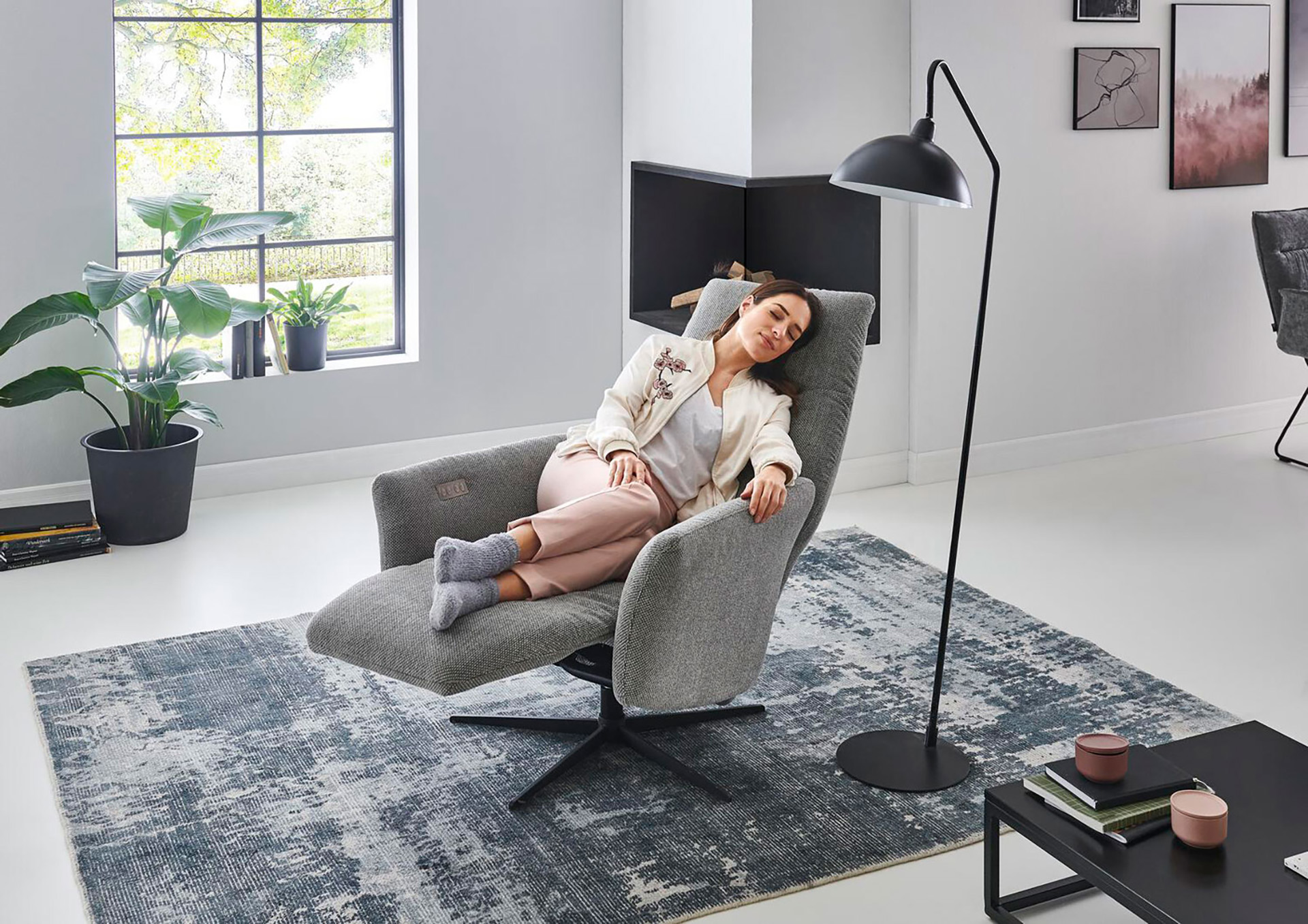 Stoff Relaxsessel Modern inkl. manueller Relaxfunktion