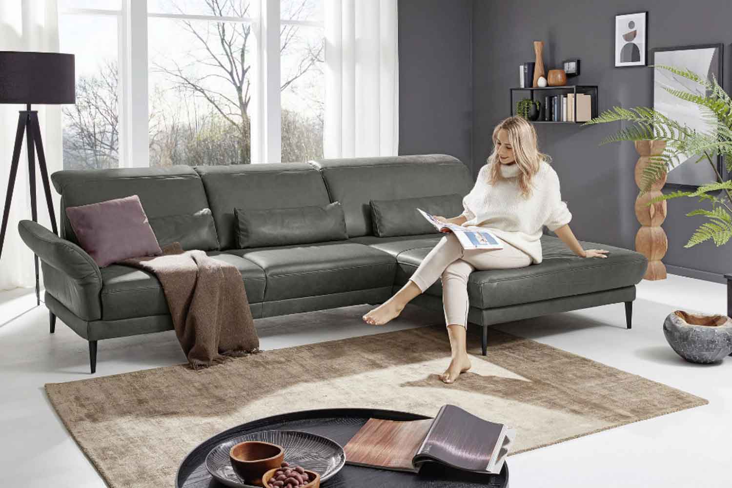 Musterring Leder Ecksofa MR1350 inkl. Kopfteilverstellung