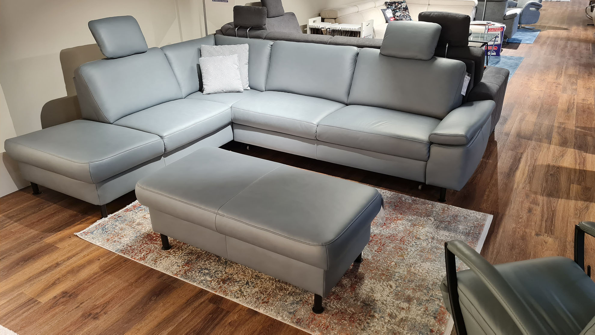 Modulmaster Ecksofa inkl. vielen Funktionen mit Hocker in Leder  -0775015503-05-40WW-A