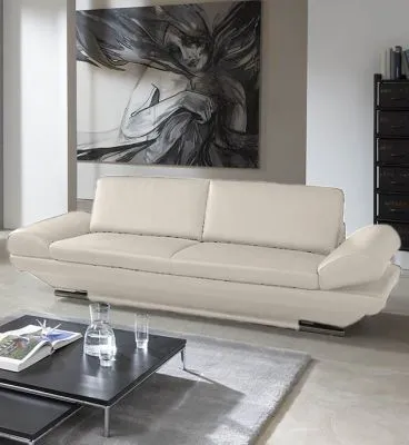 Leder Couchgarnitur Hemingway Plus mit Funktionen Beige 3 Sitzer 