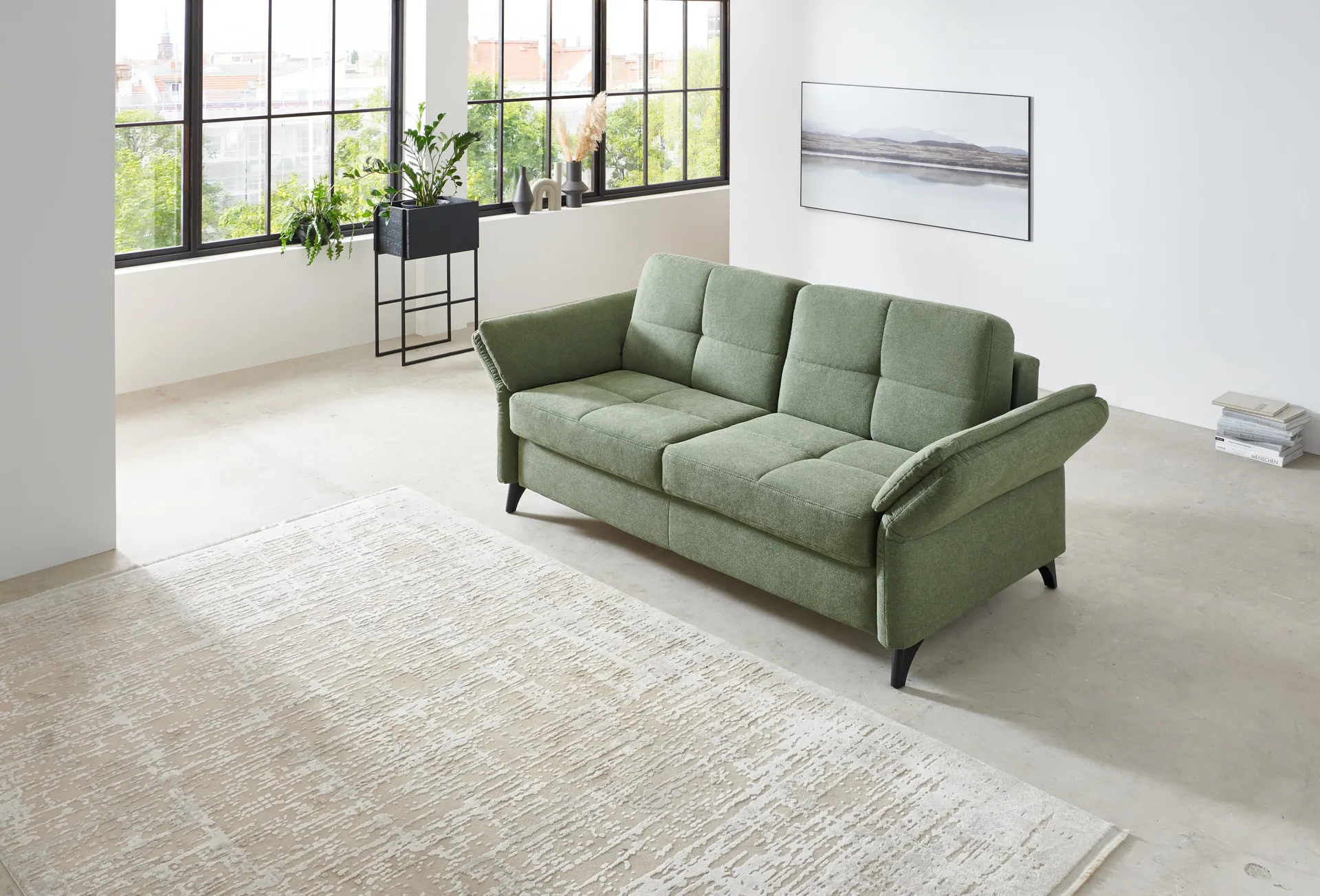 Schlafsofa in Stoff mit Vollschaummatratze Grün 