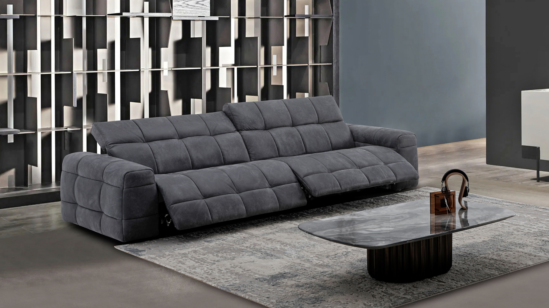 CAMPO DE´FIORI Designer Sofa Maxime mit Kopfteilverstellung in Leder-05960131WW
