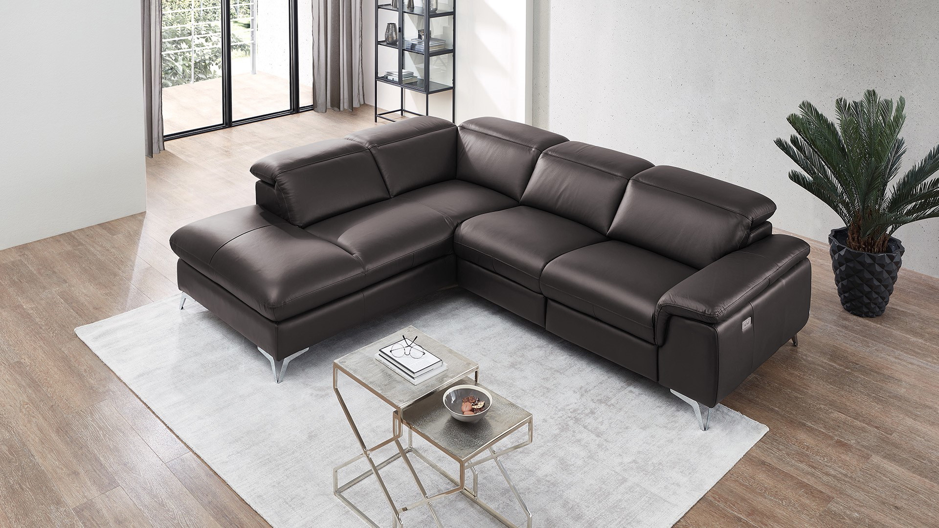Ecksofa Seahawk mit manueller Kopfteilverstellung in Leder -05970213-WW.18