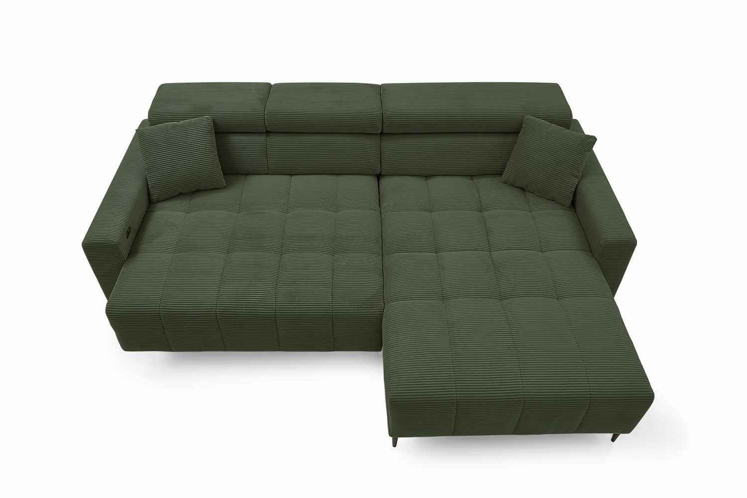 Ecksofa inkl. motorischem Sitzvorzug in Trendstoff Cord