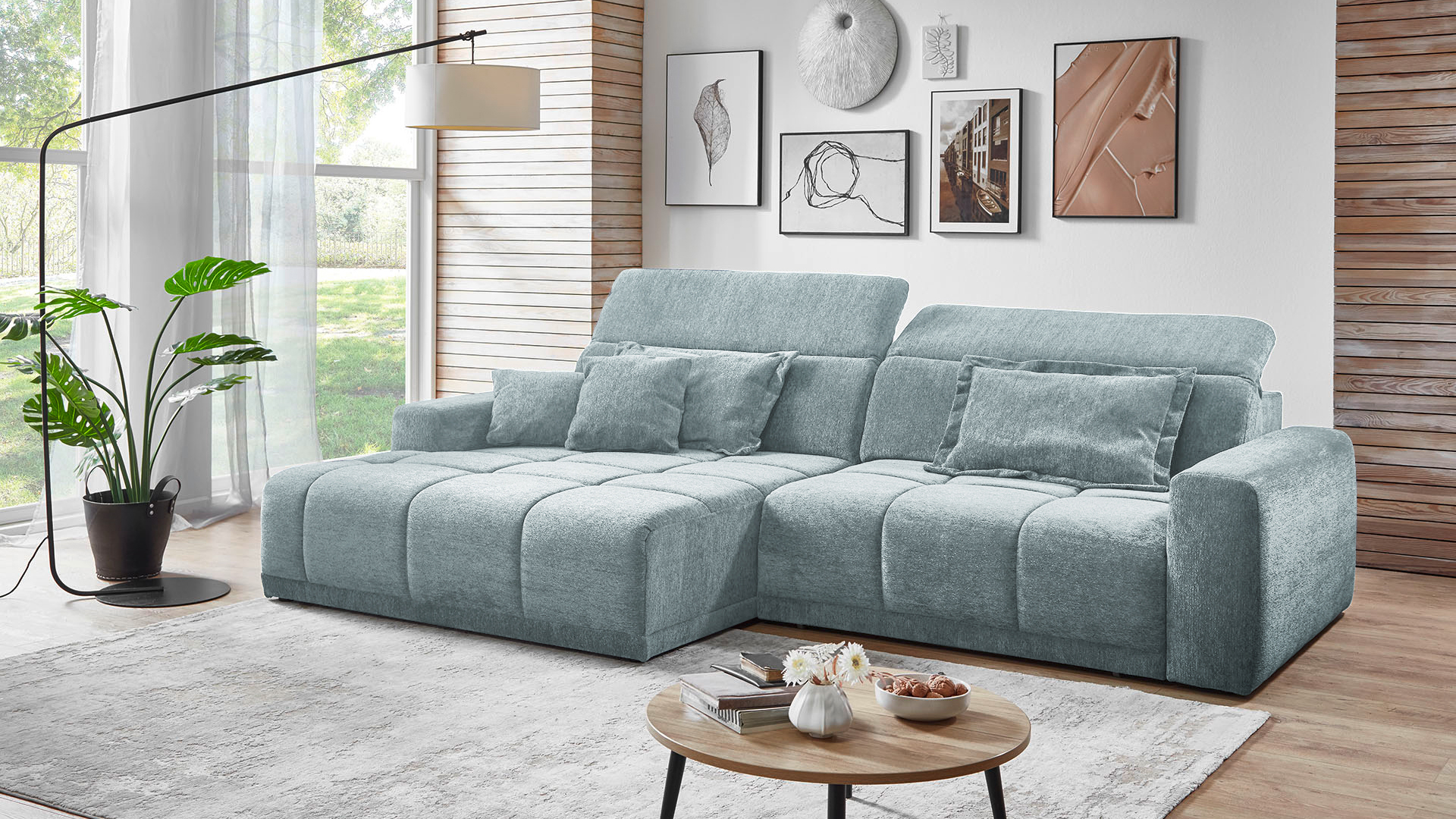 Ecksofa Brook mit motorischem Sitzvorzug in Stoff-0646Brook00WW