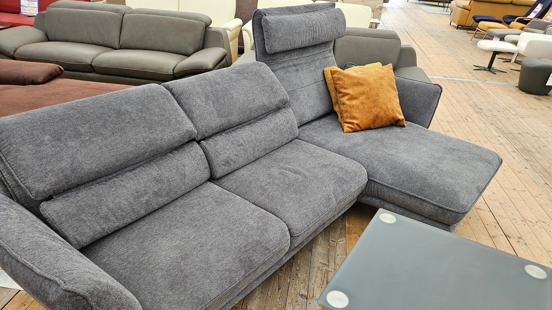 Hukla Ecksofa inkl. manueller Sitztiefenverstellung in Stoff -0275800307-34WW-A