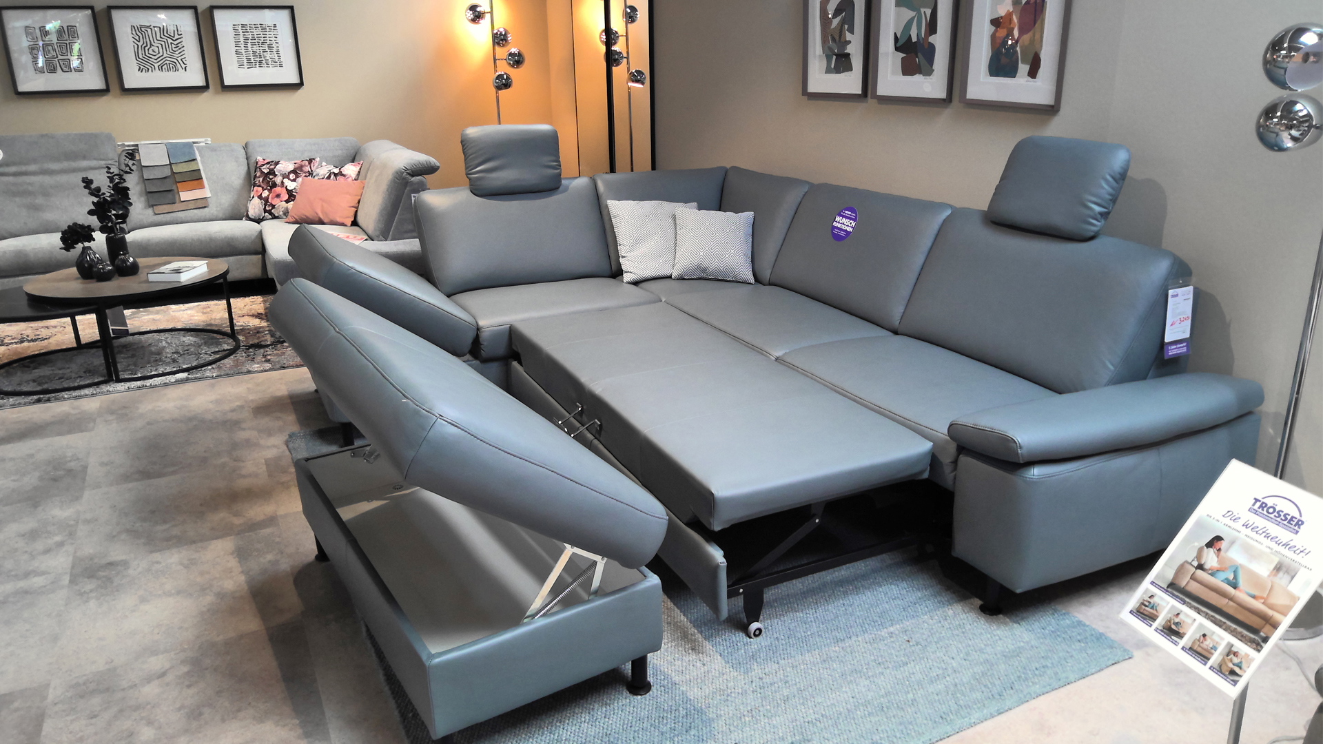 Modulmaster Ecksofa inkl. vielen Funktionen mit Hocker in Leder -0775015506-44WW-A
