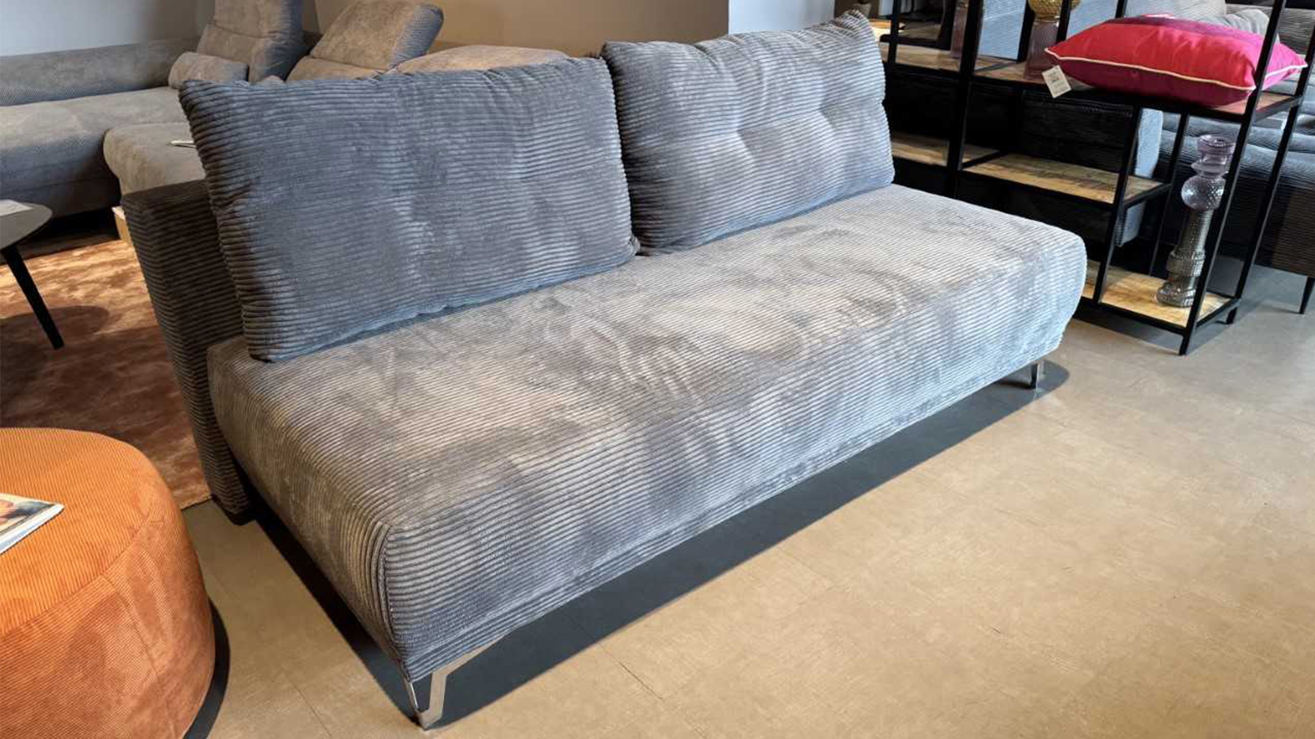 Schlafsofa mit Schlaffunktion und Bettkasten in Trendstoff Cord -0450001000-36WW-A