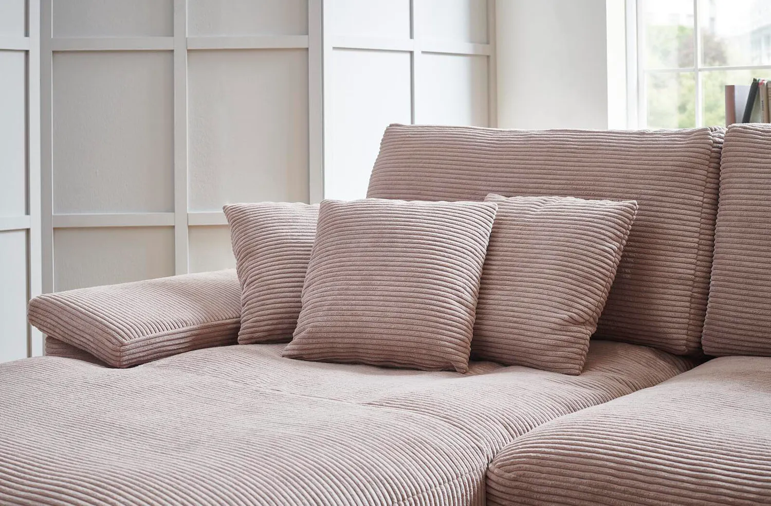 Cord Ecksofa L-Form Rosa