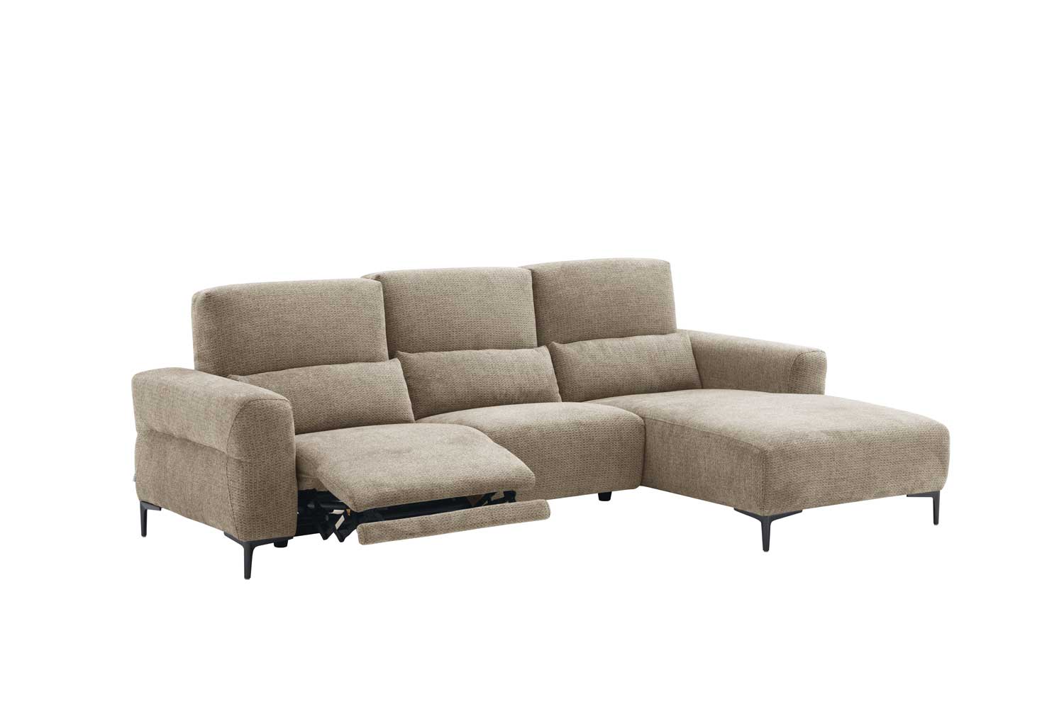 Ecksofa inkl. motorischer Funktion im trendigen Retro Stoff 