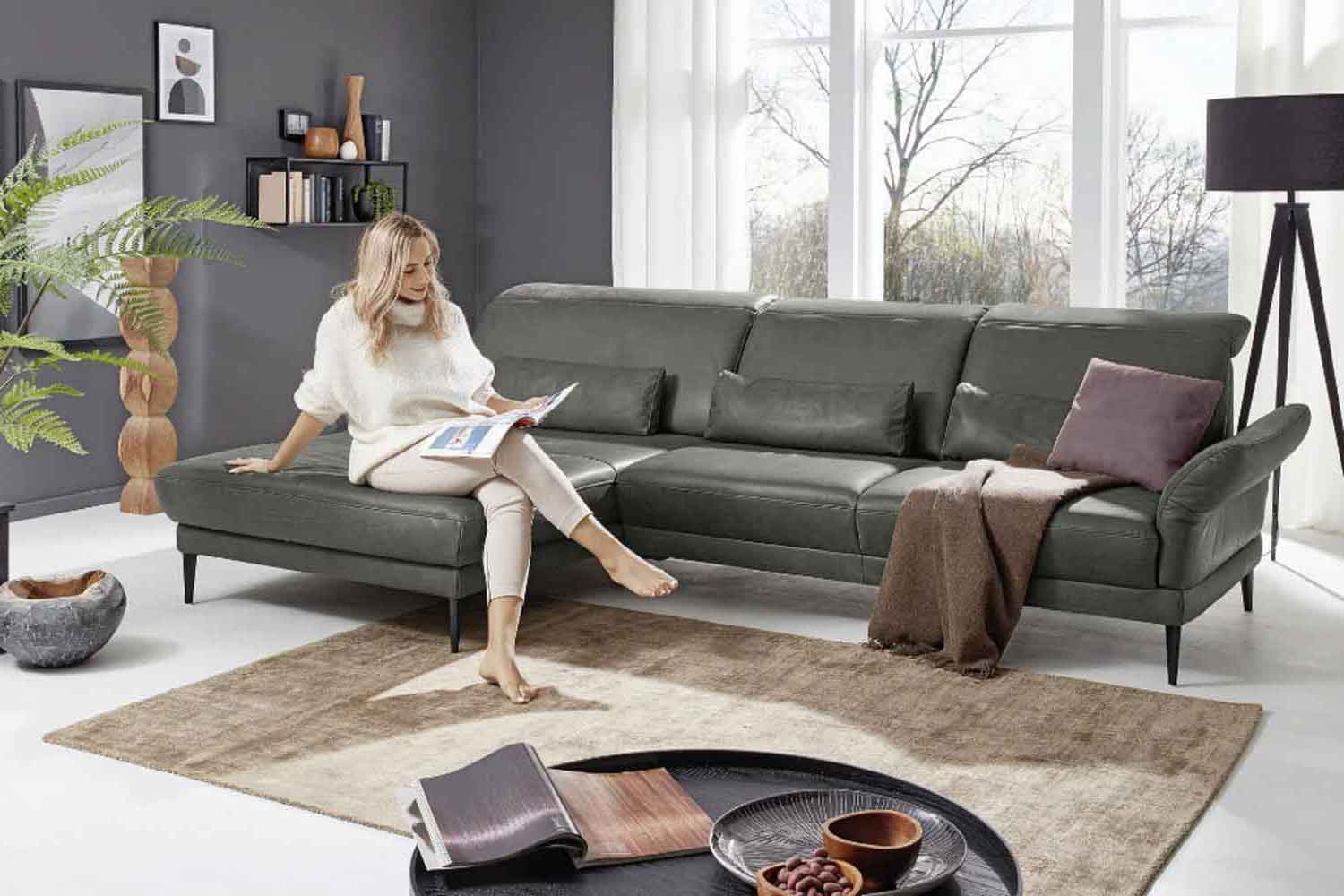 Musterring Leder Ecksofa MR1350 inkl. Kopfteilverstellung
