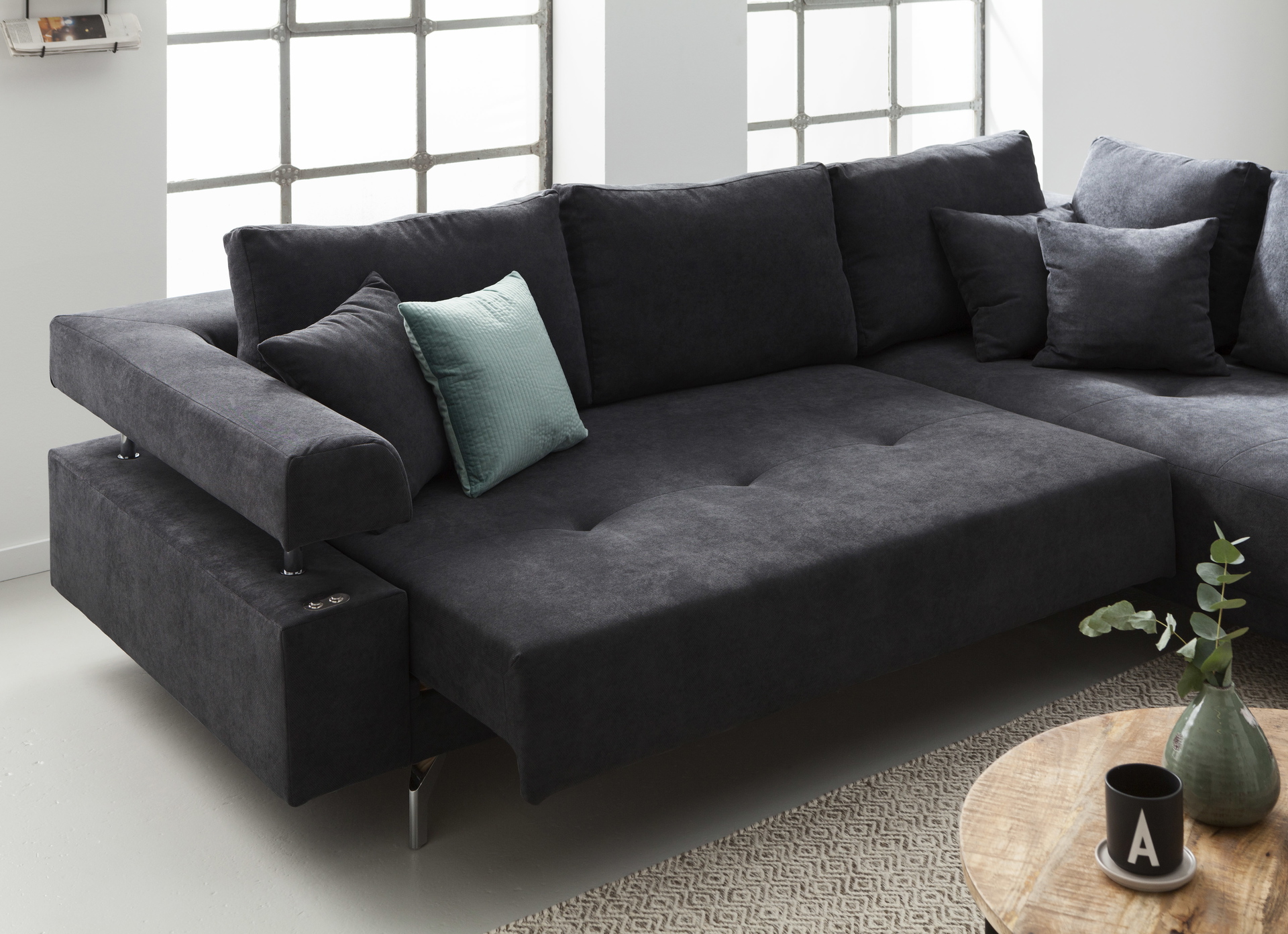 Ecksofa Dream mit motorischer Sitztiefenverstellung in Stoff-06460128WW.10