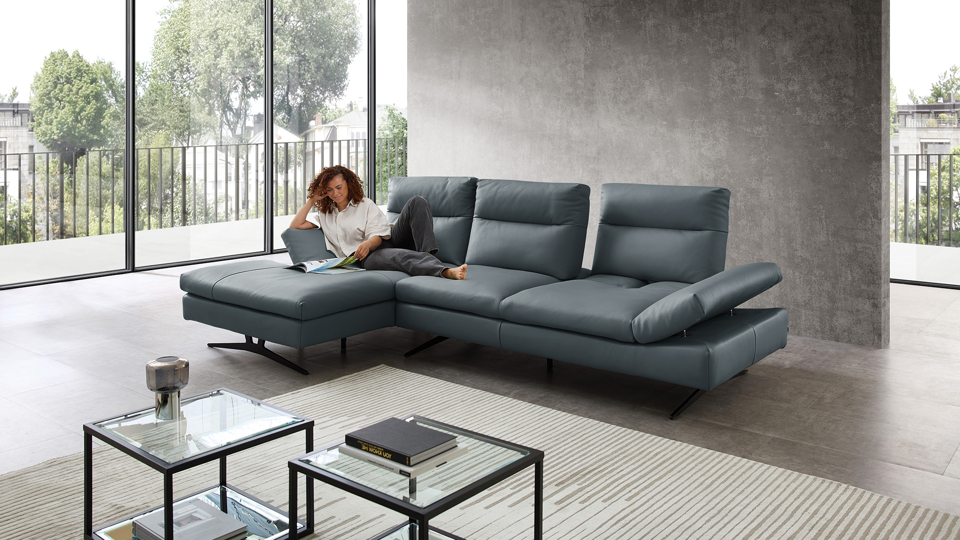 Cuoio Ecksofa Letizia mit manueller Sitztiefenverstellung in Leder-05971024WW