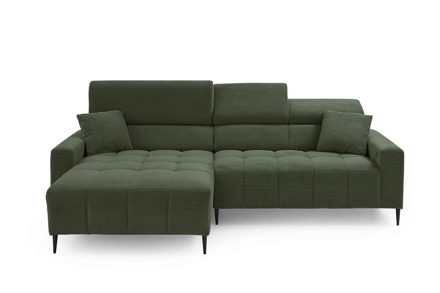 Ecksofa inkl. motorischem Sitzvorzug in Trendstoff Cord