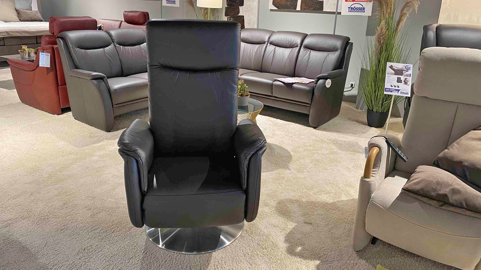 Leder Relaxsessel mit manueller Relaxfunktion 