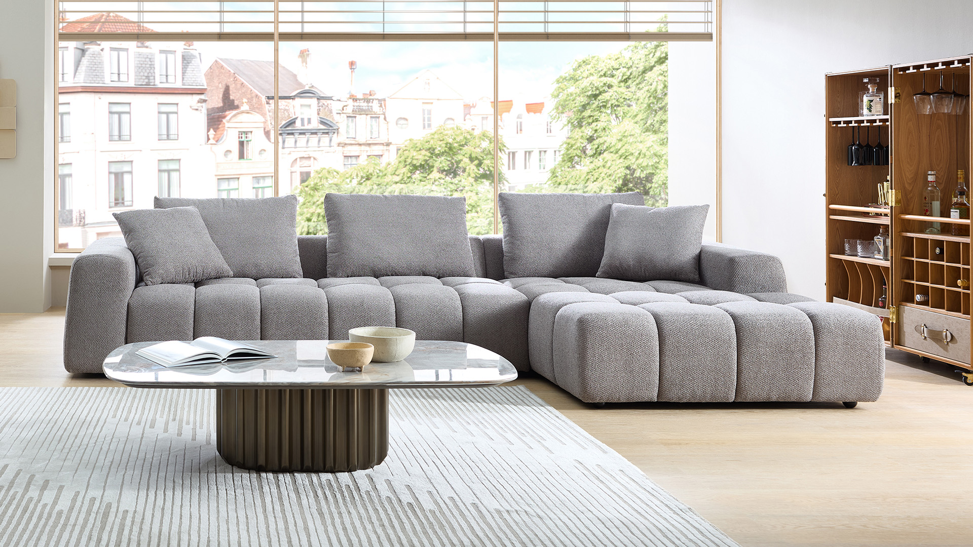 Ecksofa Heartbreaker mit losen Rückenkissen in Stoff Ecksofa Heartbreaker mit losen Rückenkissen in Stoff