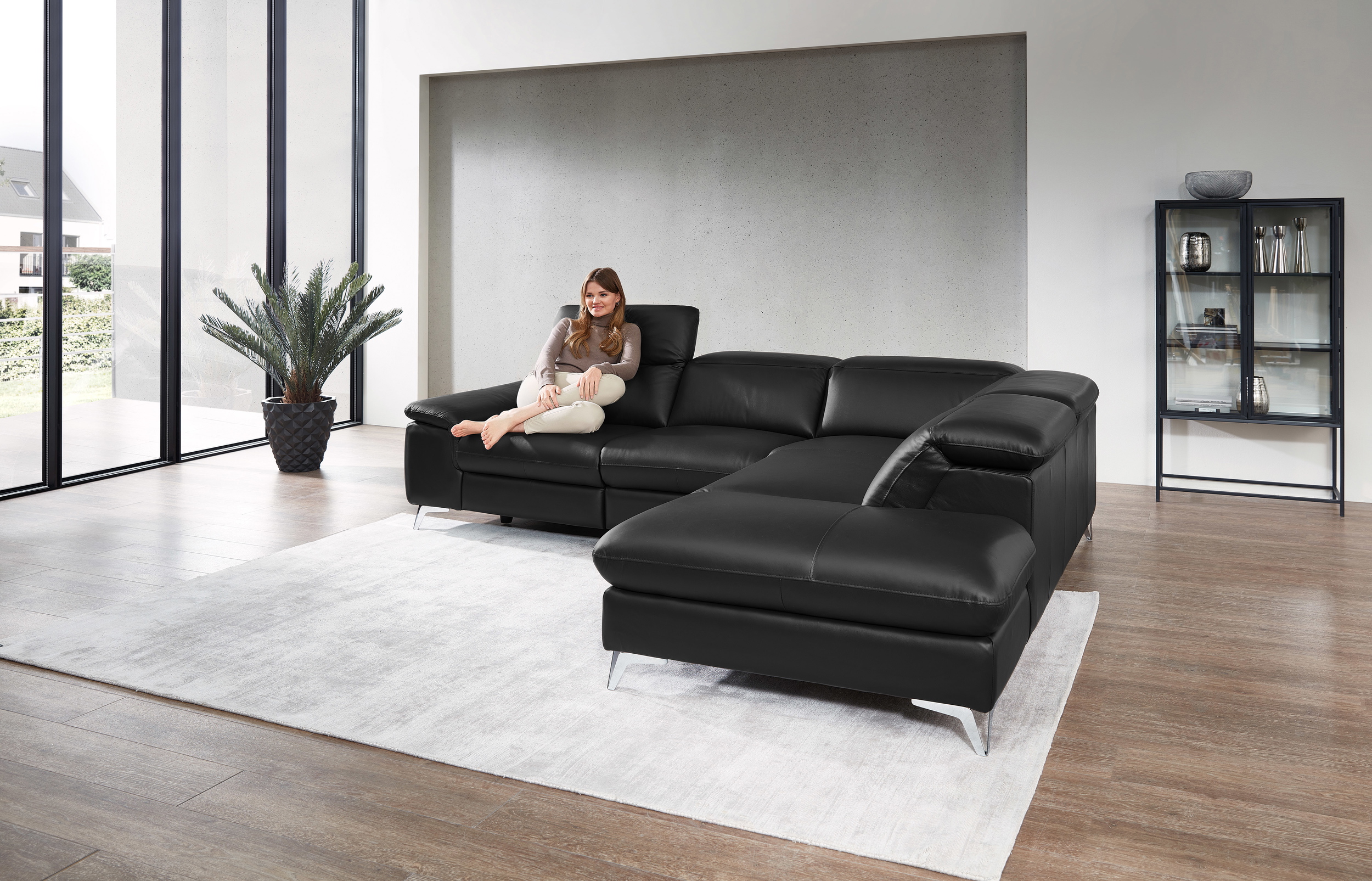 Ecksofa Seahawk mit manueller Kopfteilverstellung in Leder 