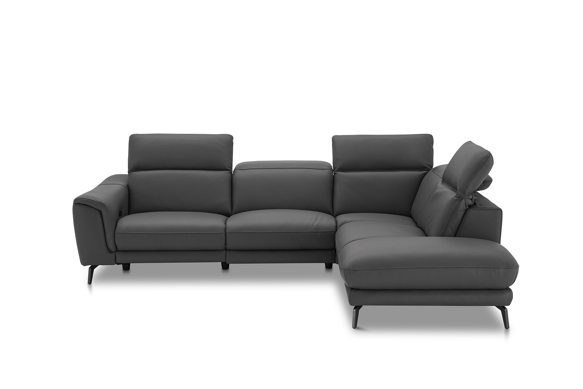 Leder Ecksofa inkl. manueller Kopfteilverstellung