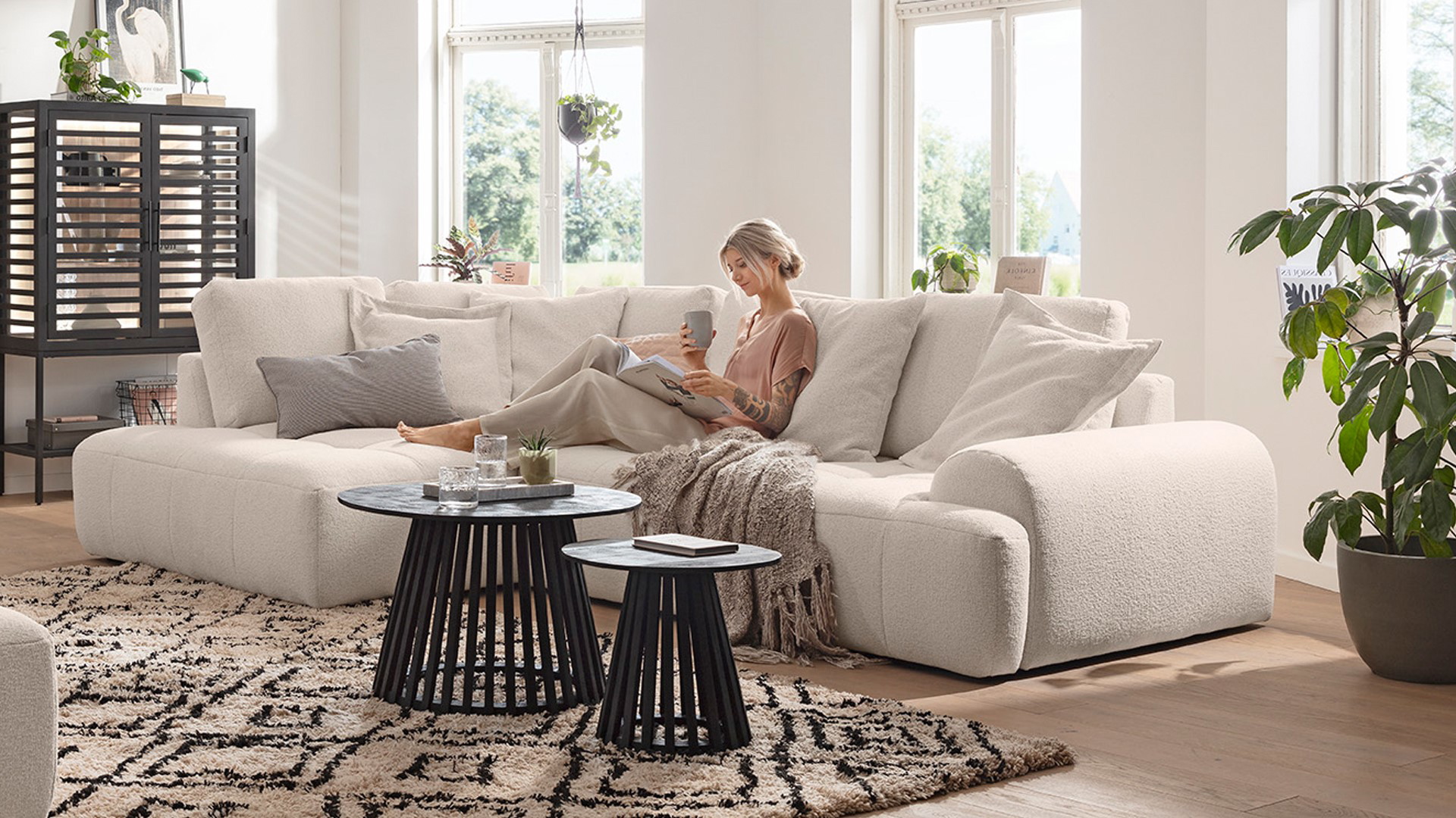 Ginger Moon Ecksofa Energy mit losen Rückenkissen in Stoff Ginger Moon Ecksofa Energy mit losen Rückenkissen in Stoff-0310Energy00WW