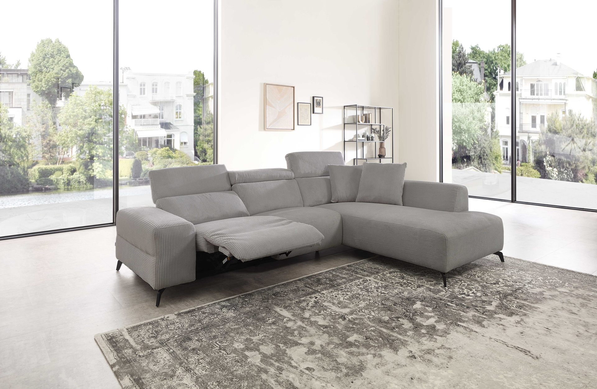 Cuoio Ecksofa in Trendstoff Cord