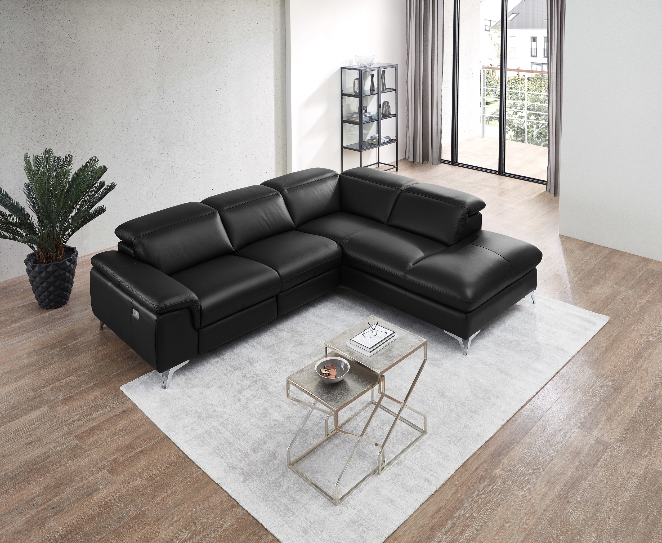 Ecksofa Seahawk mit manueller Kopfteilverstellung in Leder 