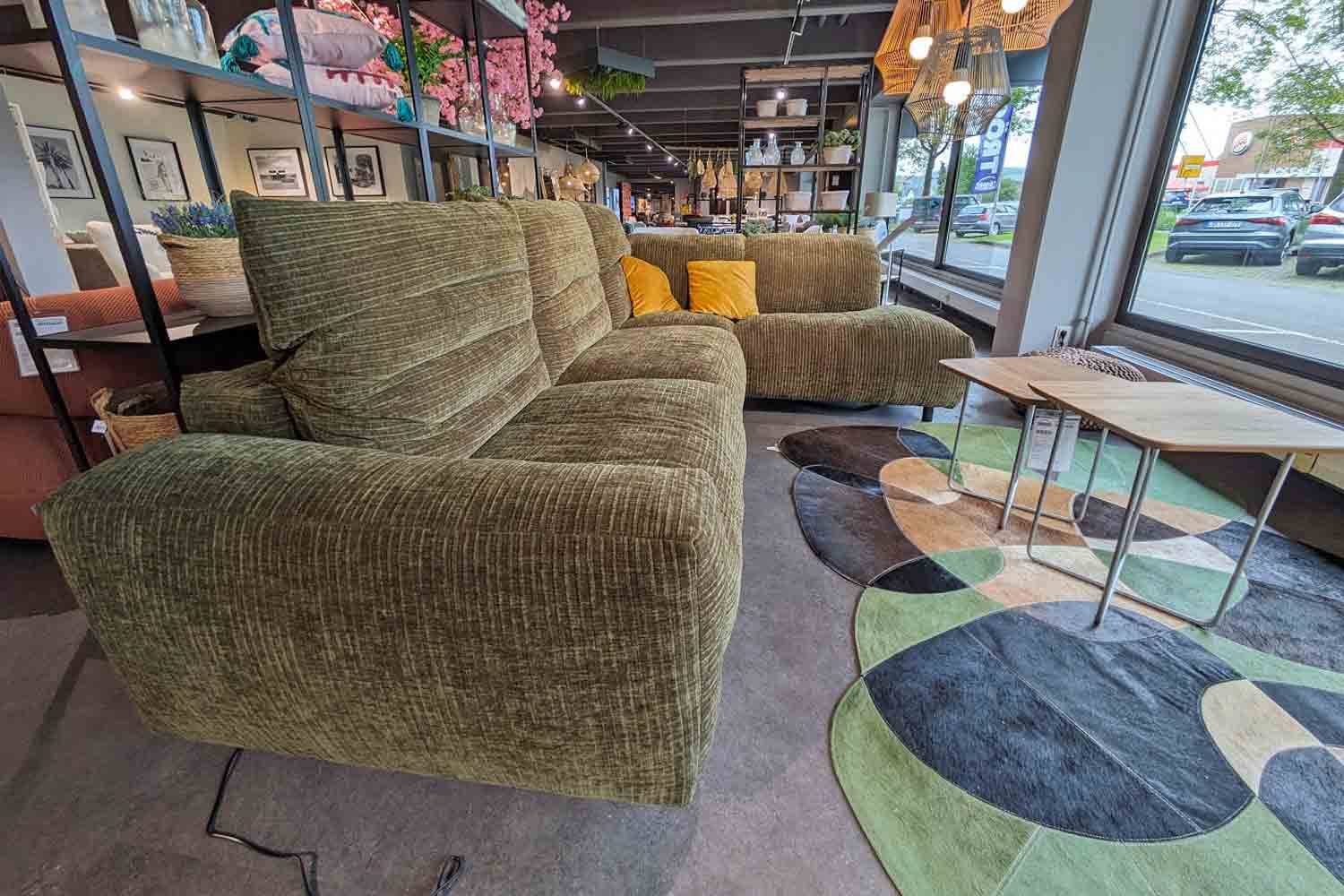 Ecksofa inkl. motorischen Funktionen in Stoff