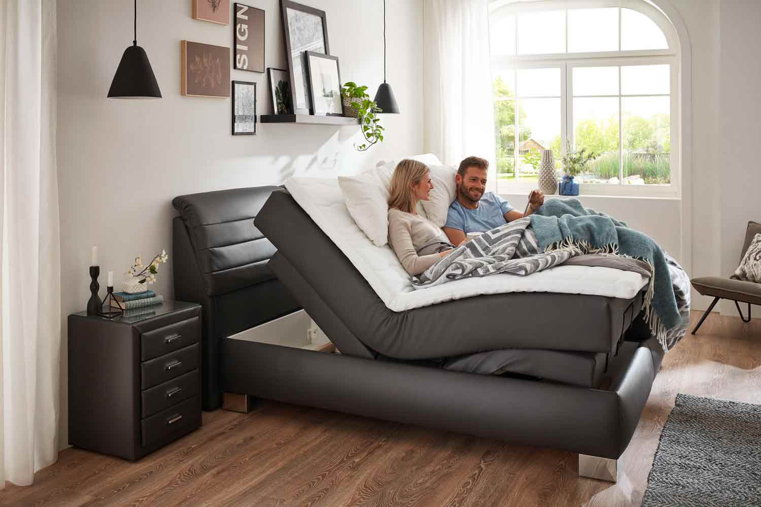 Boxspringbett 180x200cm in Grau