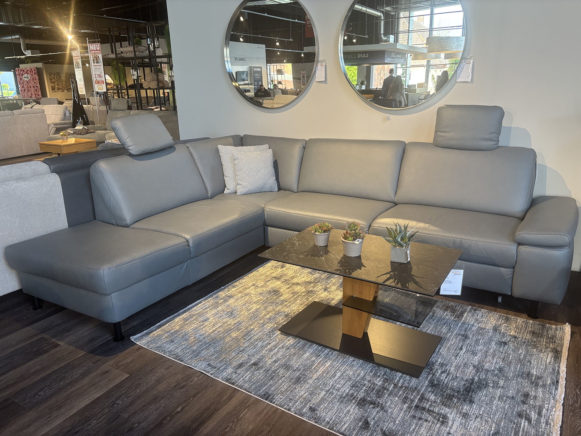 Modulmaster Ecksofa inkl. vielen Funktionen mit Hocker in Leder -0775015506-15WW-A