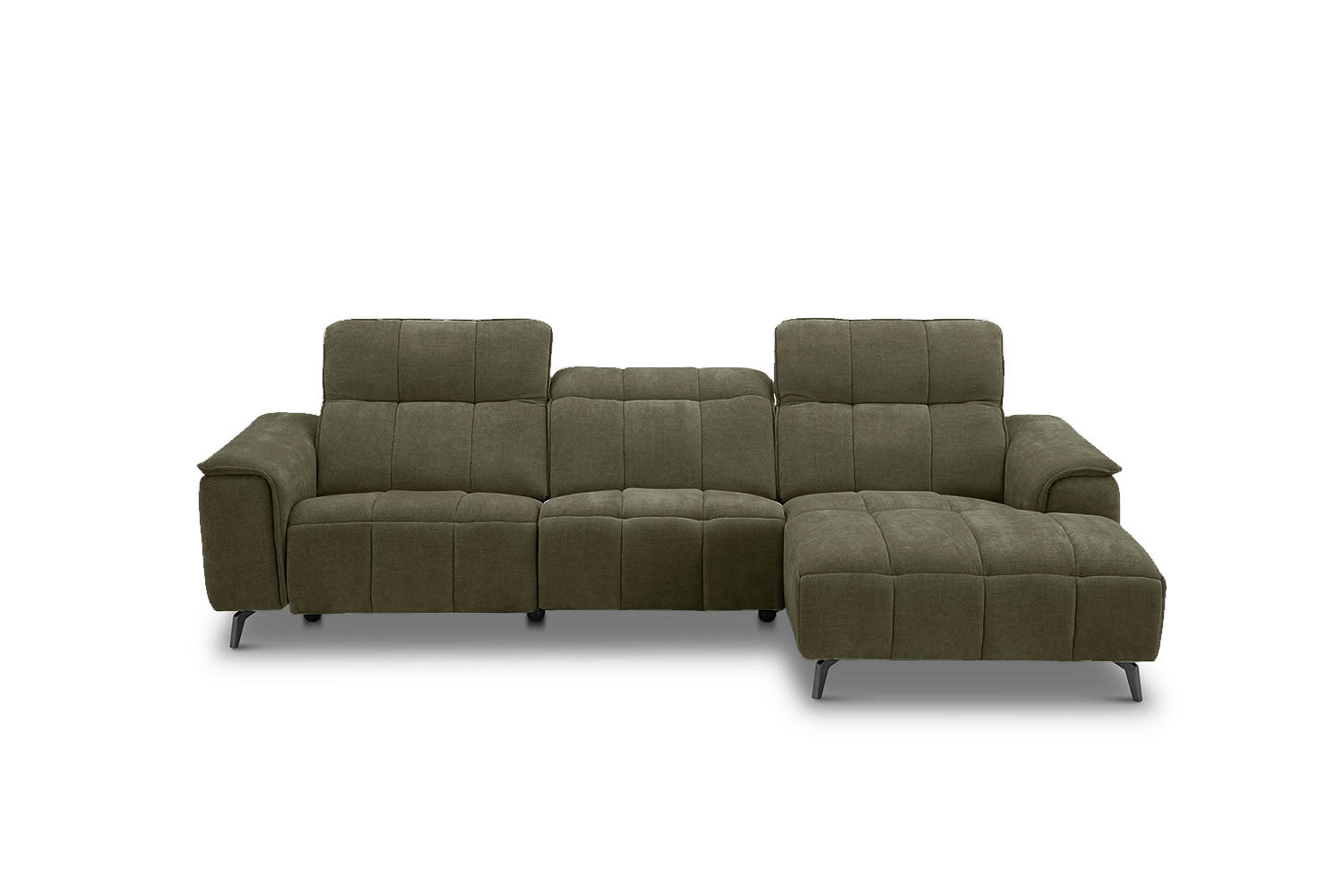 Stoff Ecksofa mit manueller Kopfteilverstellung und Funktion