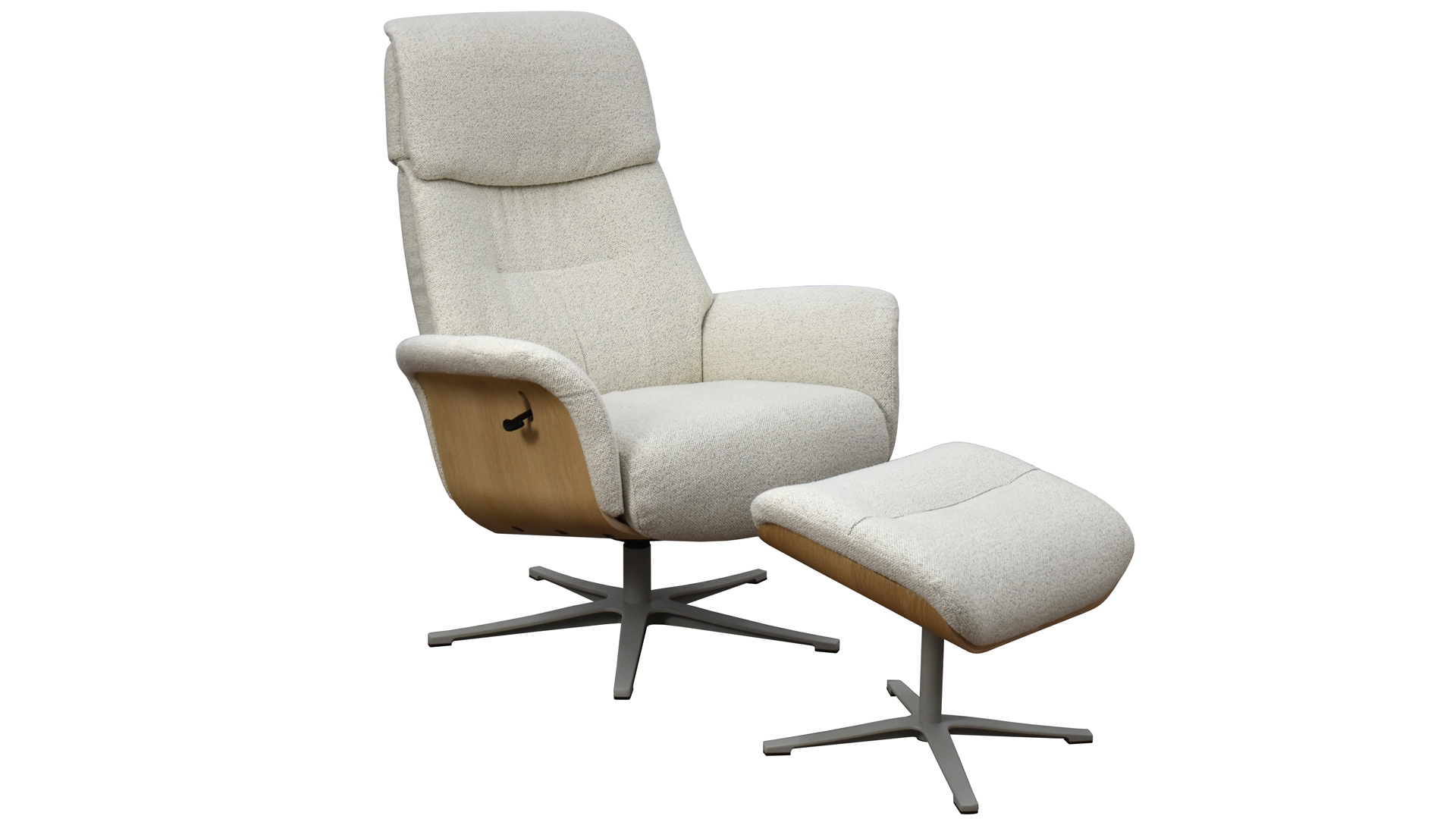 Relaxsessel Lion mit Holzapplikation und Hocker in Stoff-0979004700WW