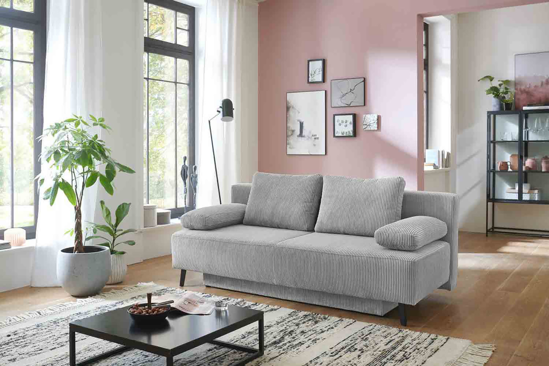 Schlafsofa aus Cordstoff mit Bettkasten Schlafsofa aus Cordstoff mit Bettkasten