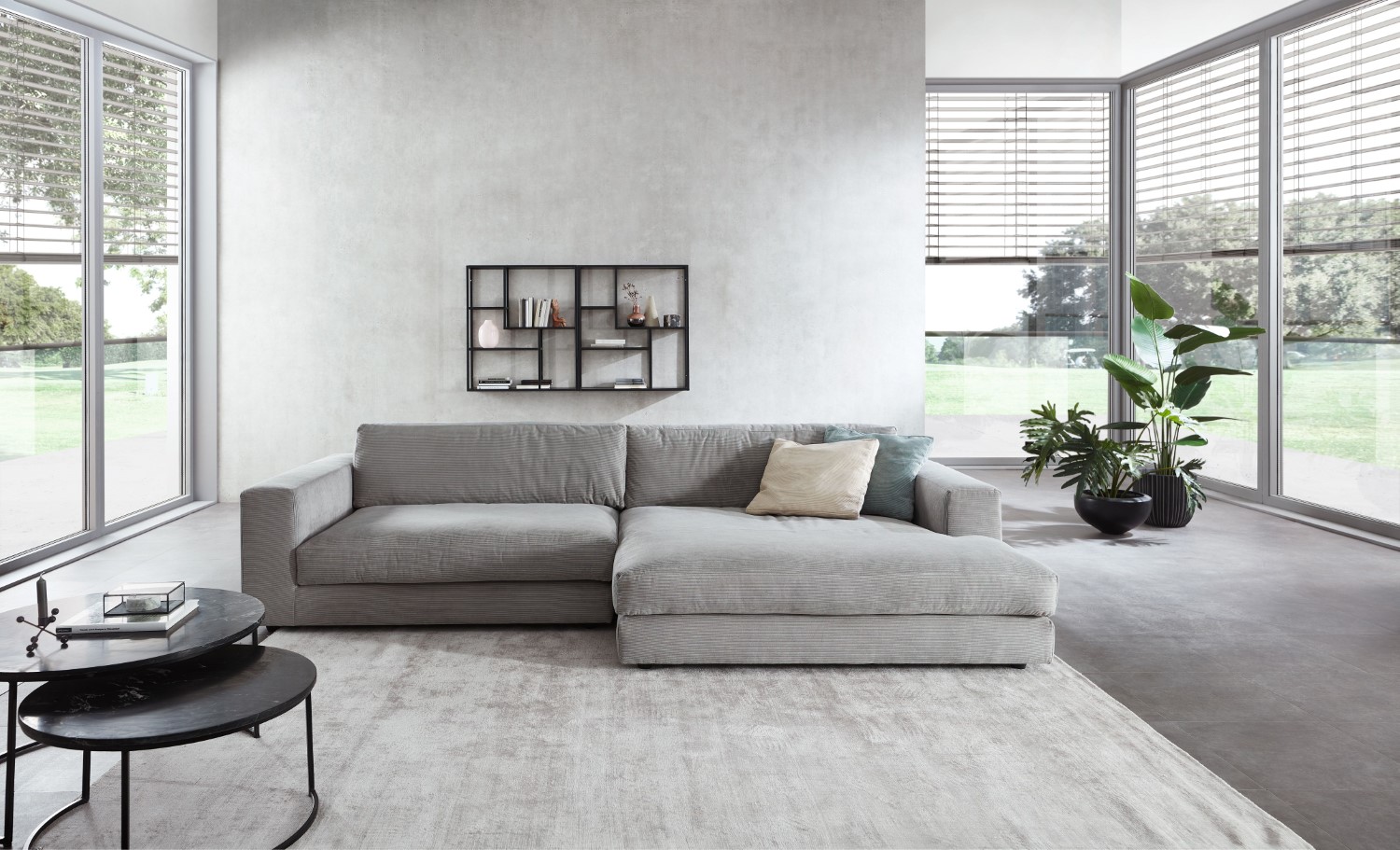 Cosyhome Living Ecksofa Cord Stoff Vintage Grau rechts 