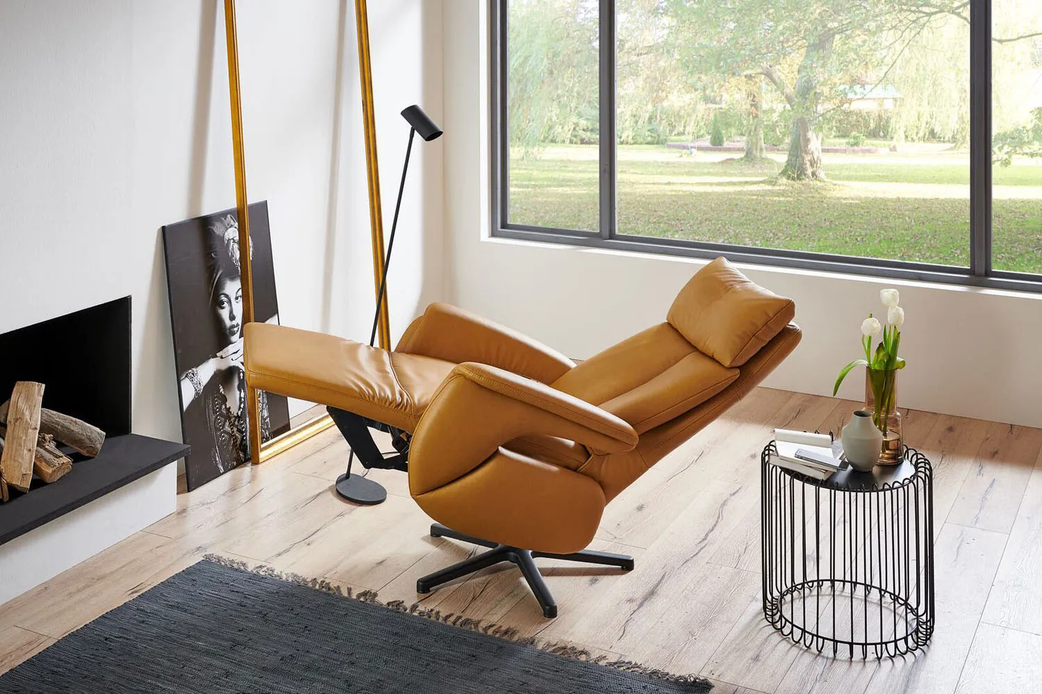 Leder Relaxsessel Relaxfunktion Gelb