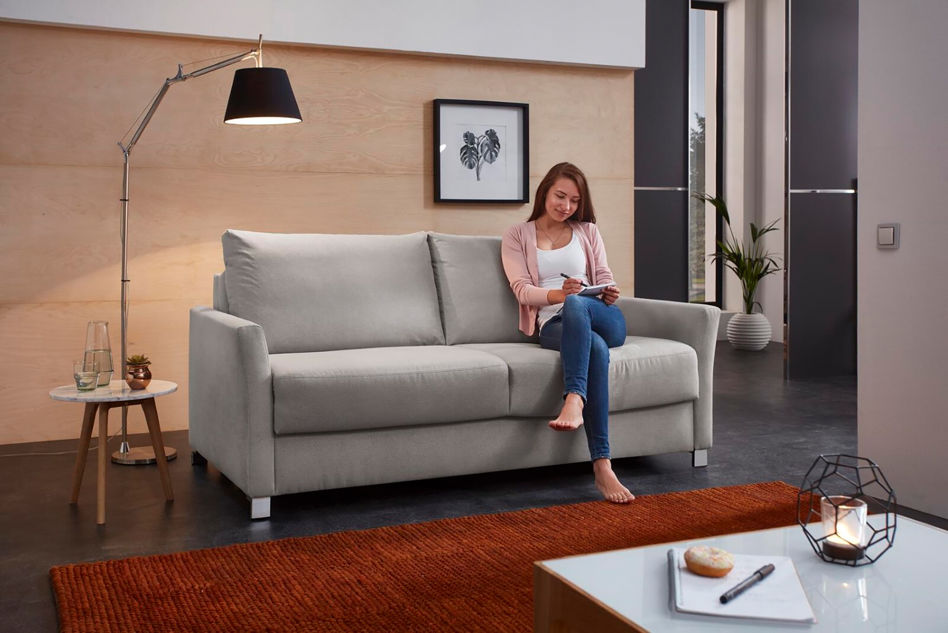 Bali Stoff Schlafsofa mit Matratze