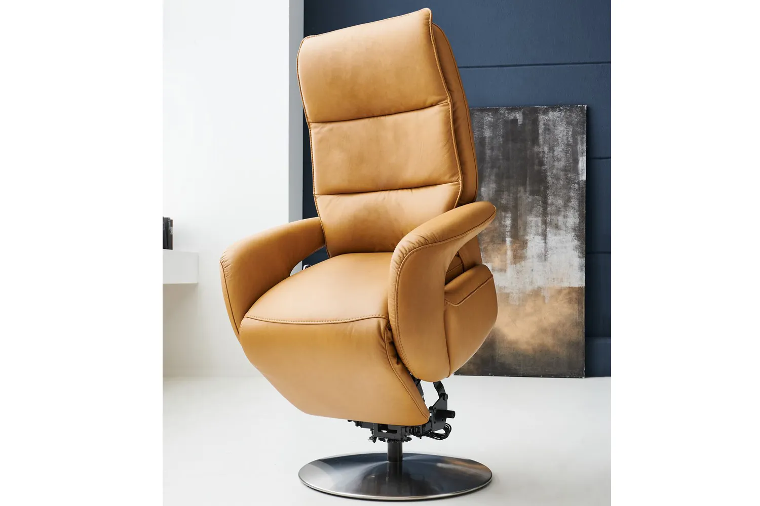 Leder Relaxsessel inkl. manueller Relaxfunktion Gelb
