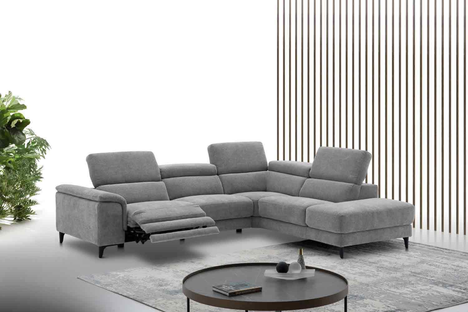 Cuoio Stoff Ecksofa mit motorischer Relaxfunktion 