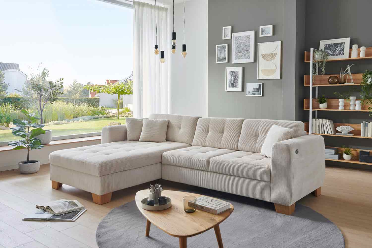 Ecksofa Milo mit motor Sitzvorzug und Bettkasten Cord Ecksofa Milo mit motor Sitzvorzug und Bettkasten Cord