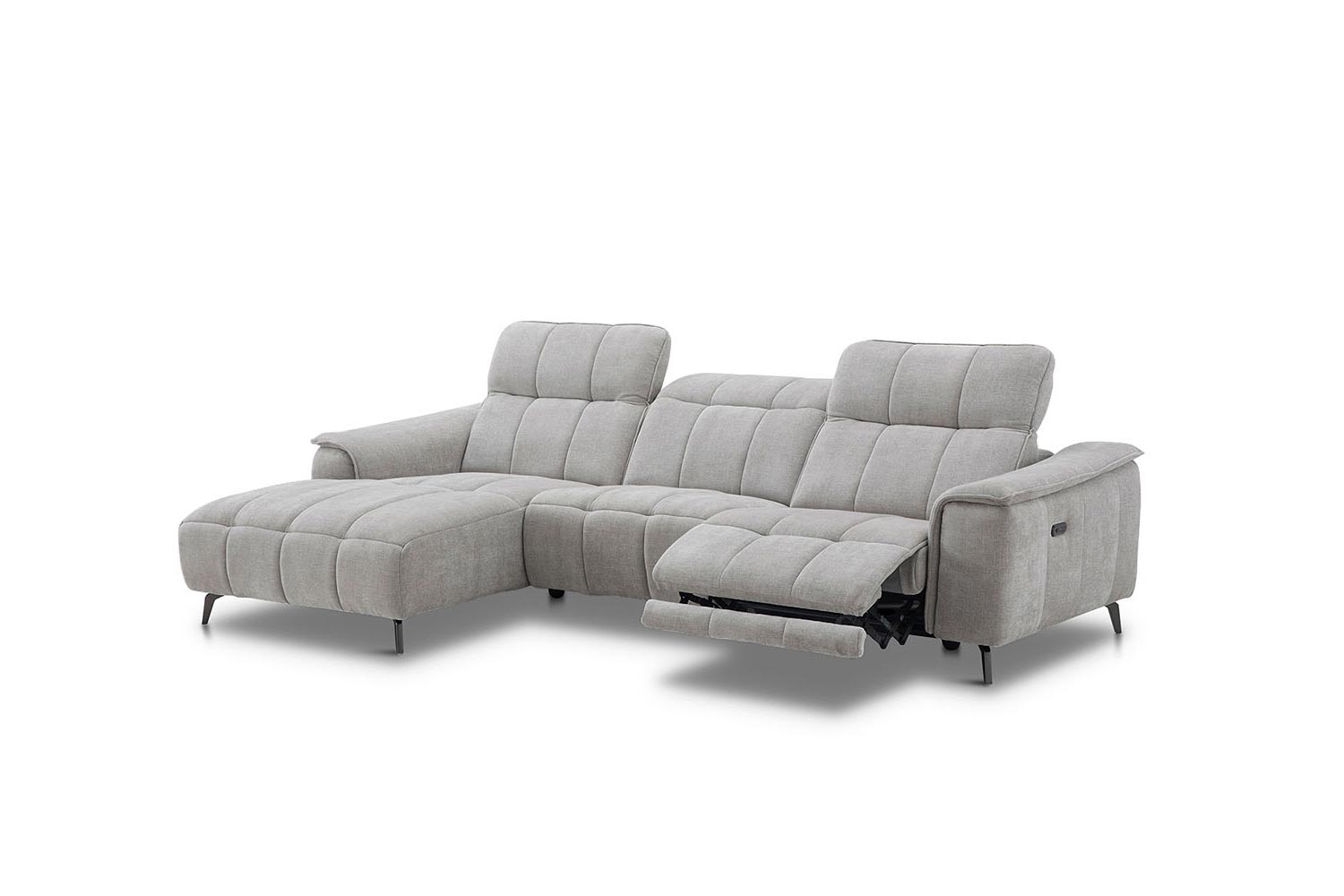 Stoff Ecksofa mit manueller Kopfteilverstellung und Funktion