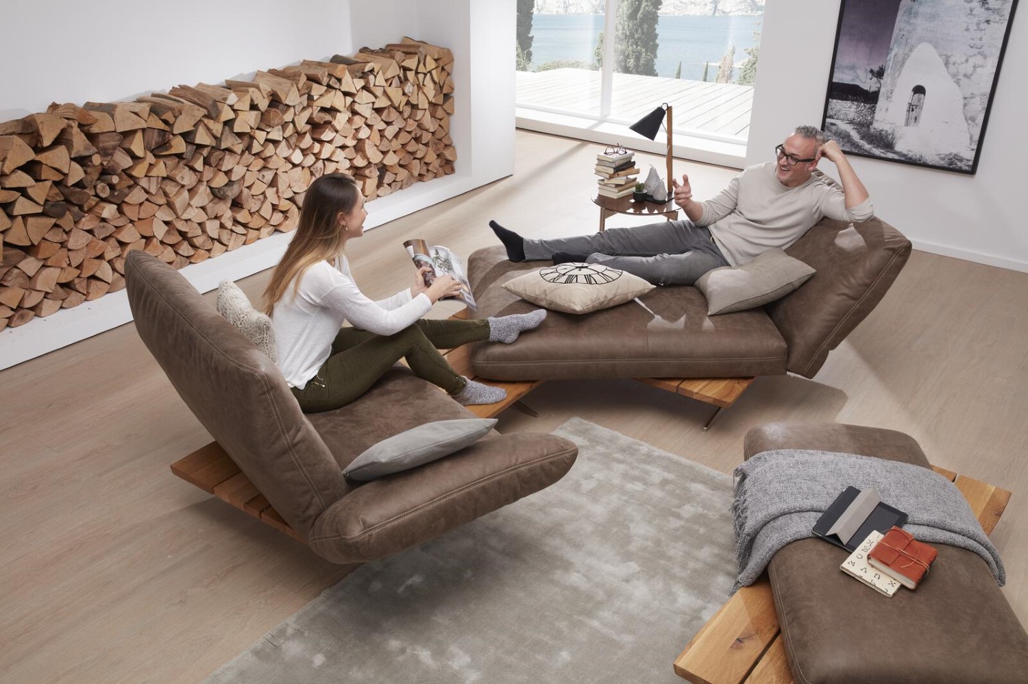 Koinor Ecksofa mit Funktion in Stoff