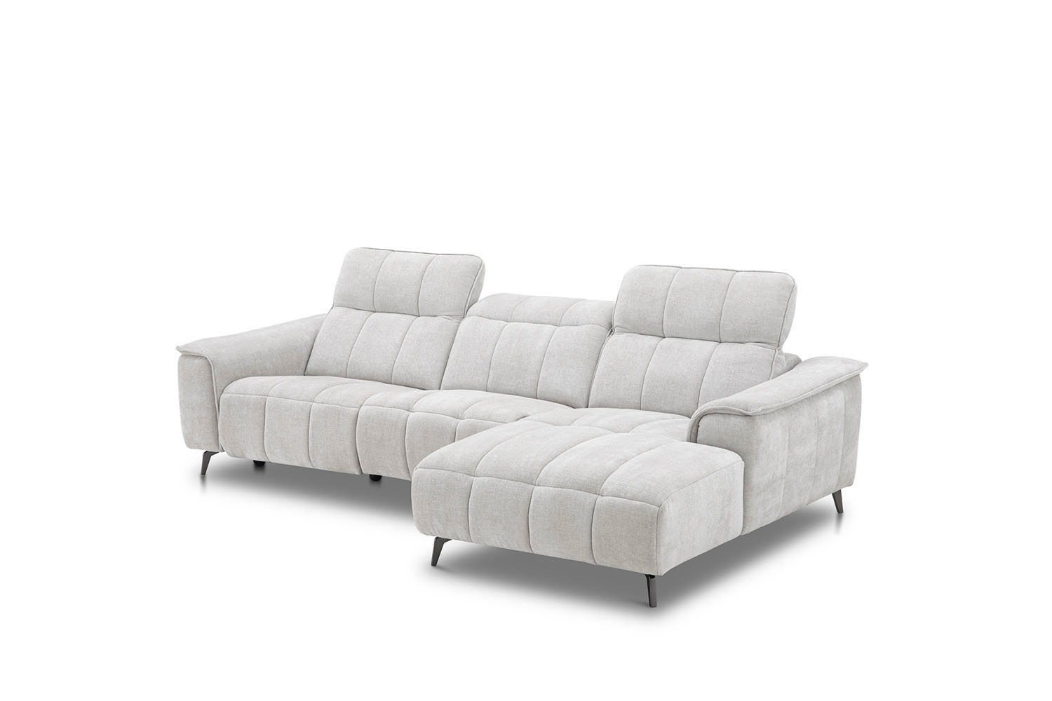 Stoff Ecksofa mit manueller Kopfteilverstellung und Funktion