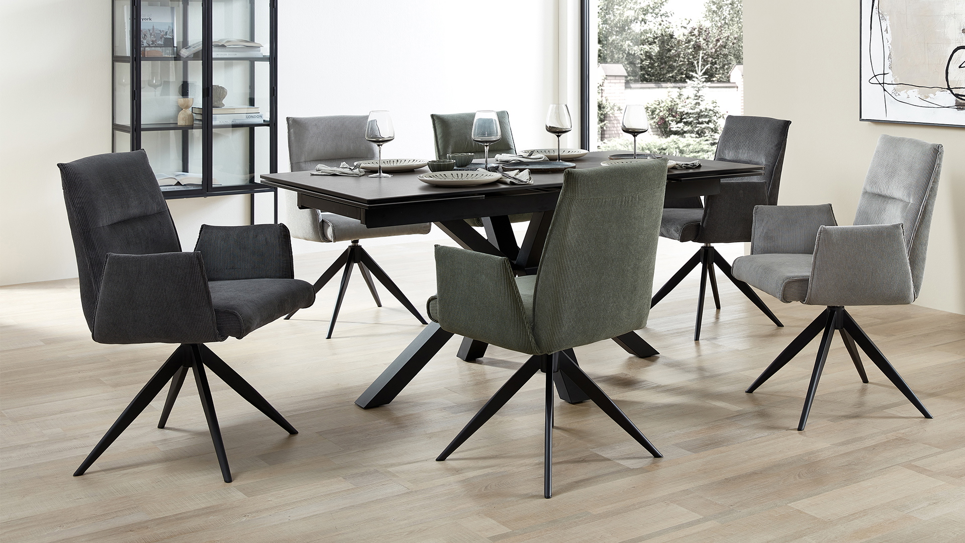 Dining Esszimmerstuhl Viva Move mit Dreh-und Rückholfunktion Cord