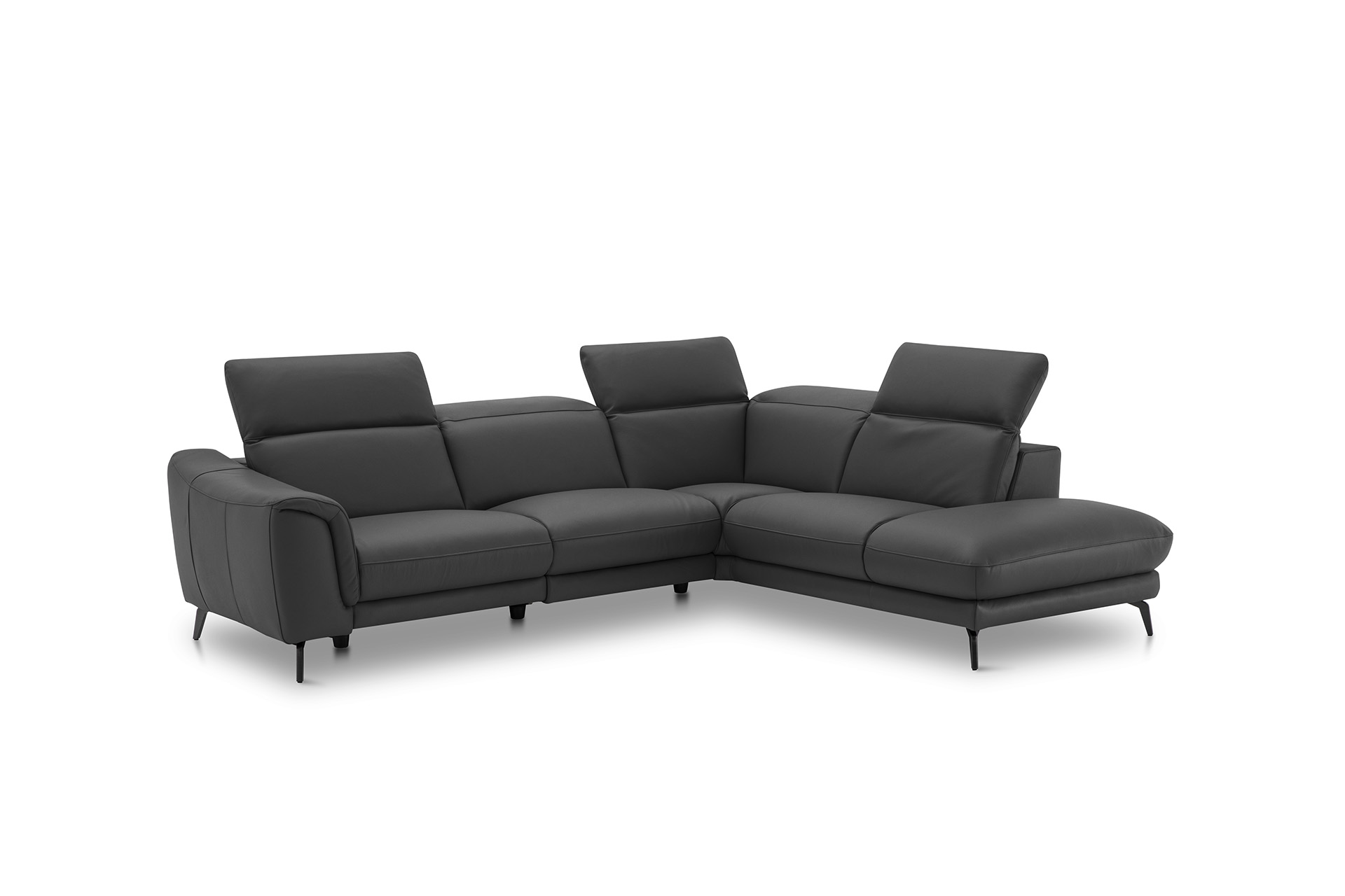 Leder Ecksofa inkl. manueller Kopfteilverstellung