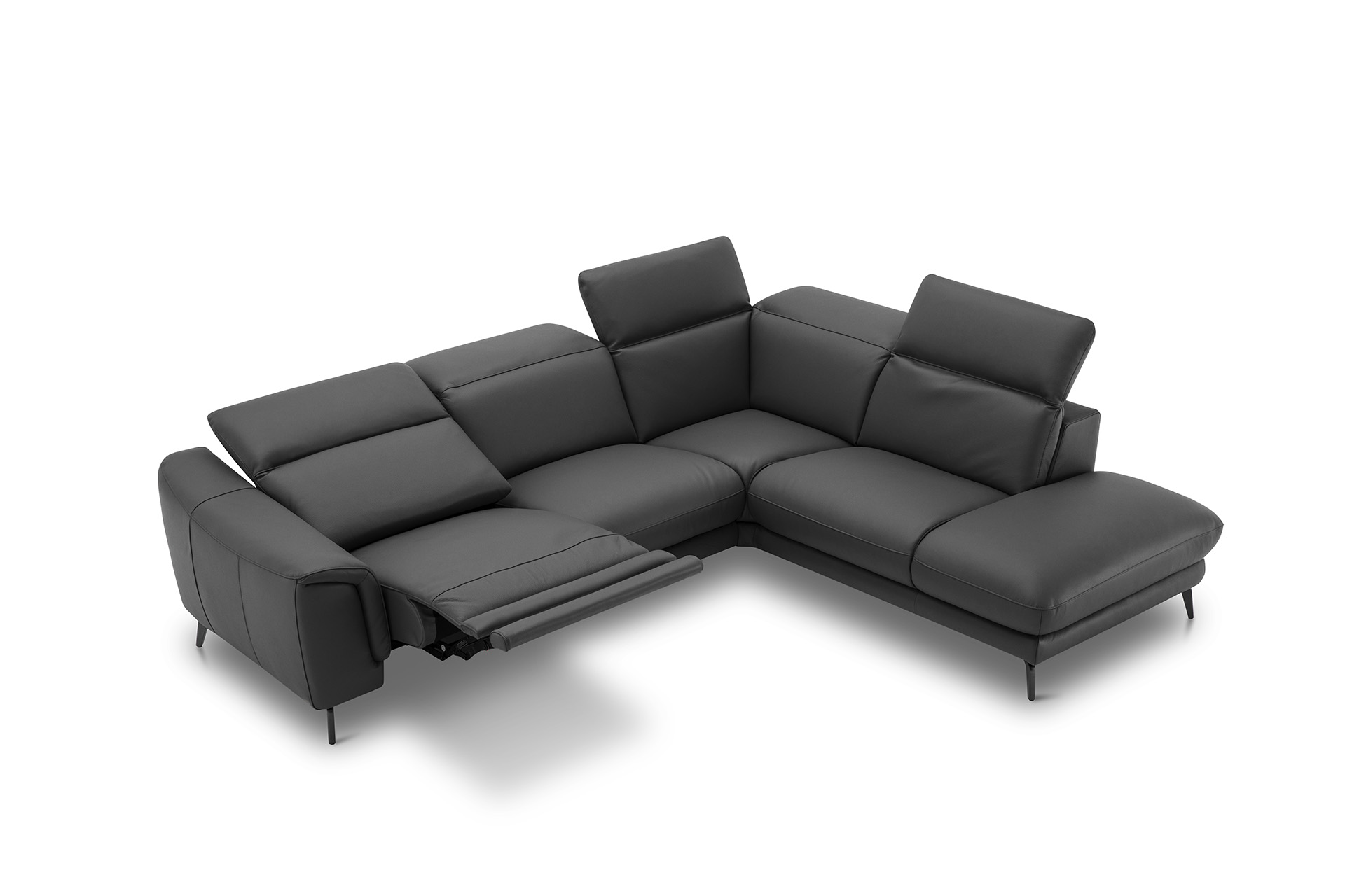 Leder Ecksofa inkl. manueller Kopfteilverstellung
