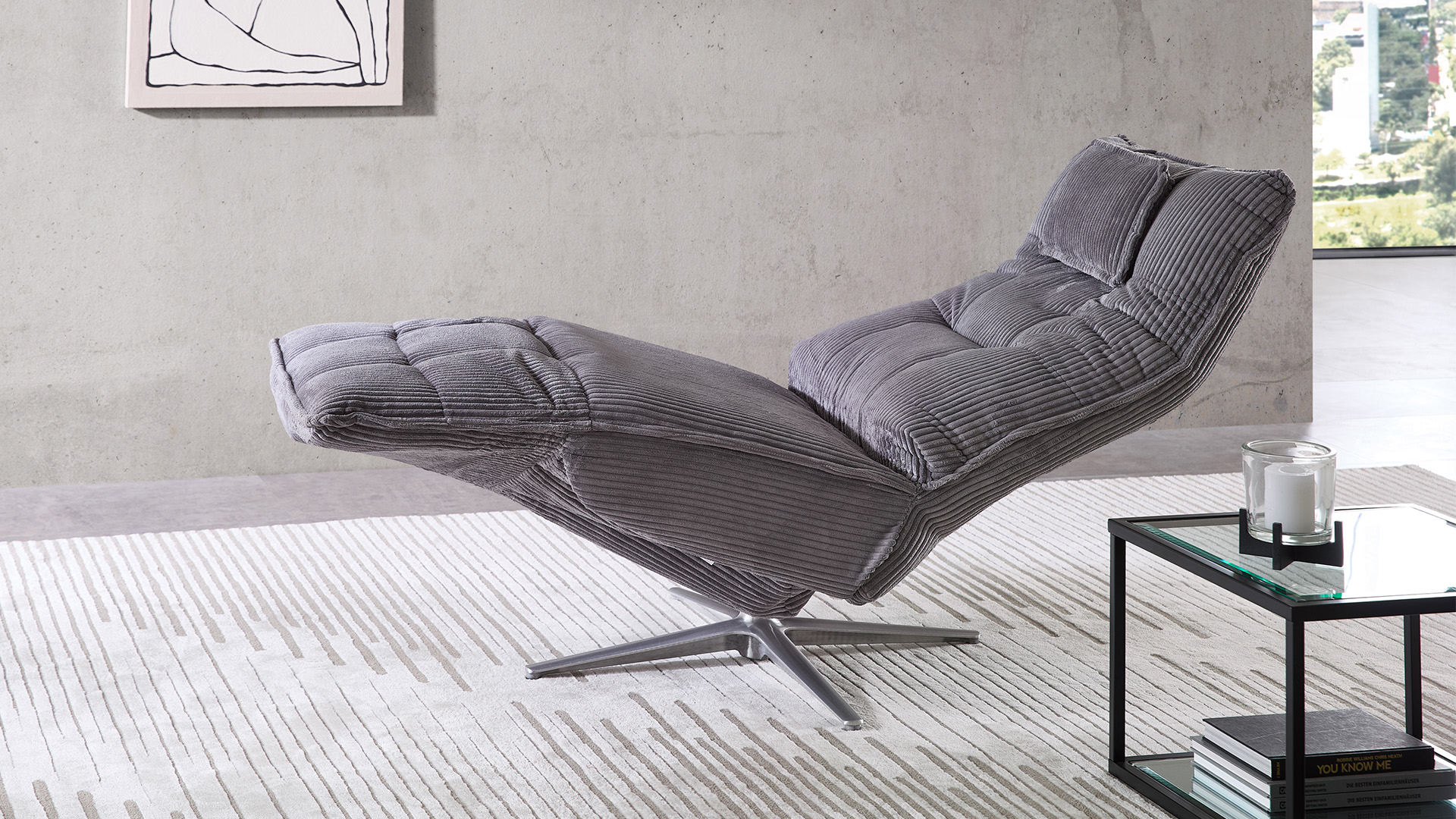 Relaxsessel Touchdown mit 2-motorischer Relaxfunktion in Trendstoff Cord Relaxsessel Touchdown mit 2-motorischer Relaxfunktion in Trendstoff Cord