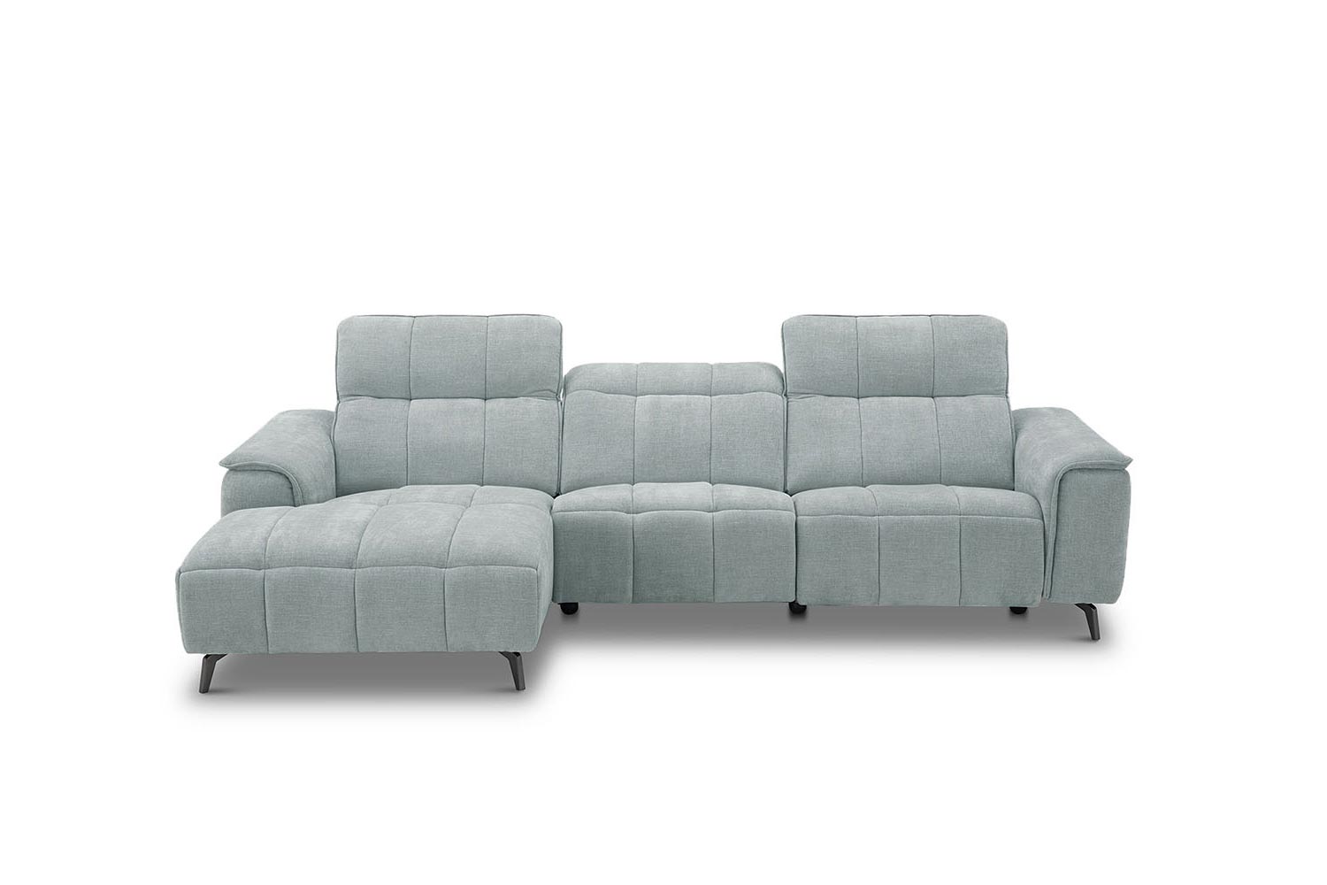 Stoff Ecksofa mit manueller Kopfteilverstellung und Funktion